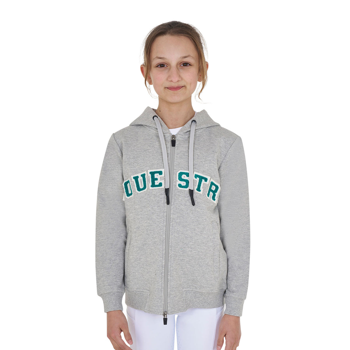 Equestro Kids' hoodie with zip and sponge lettering