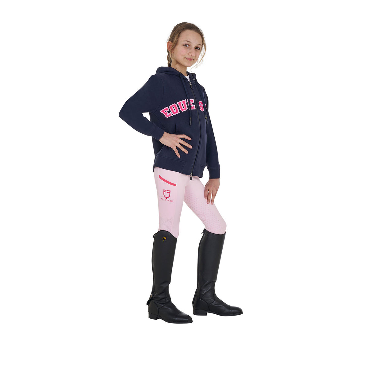 Equestro Kids' hoodie with zip and sponge lettering