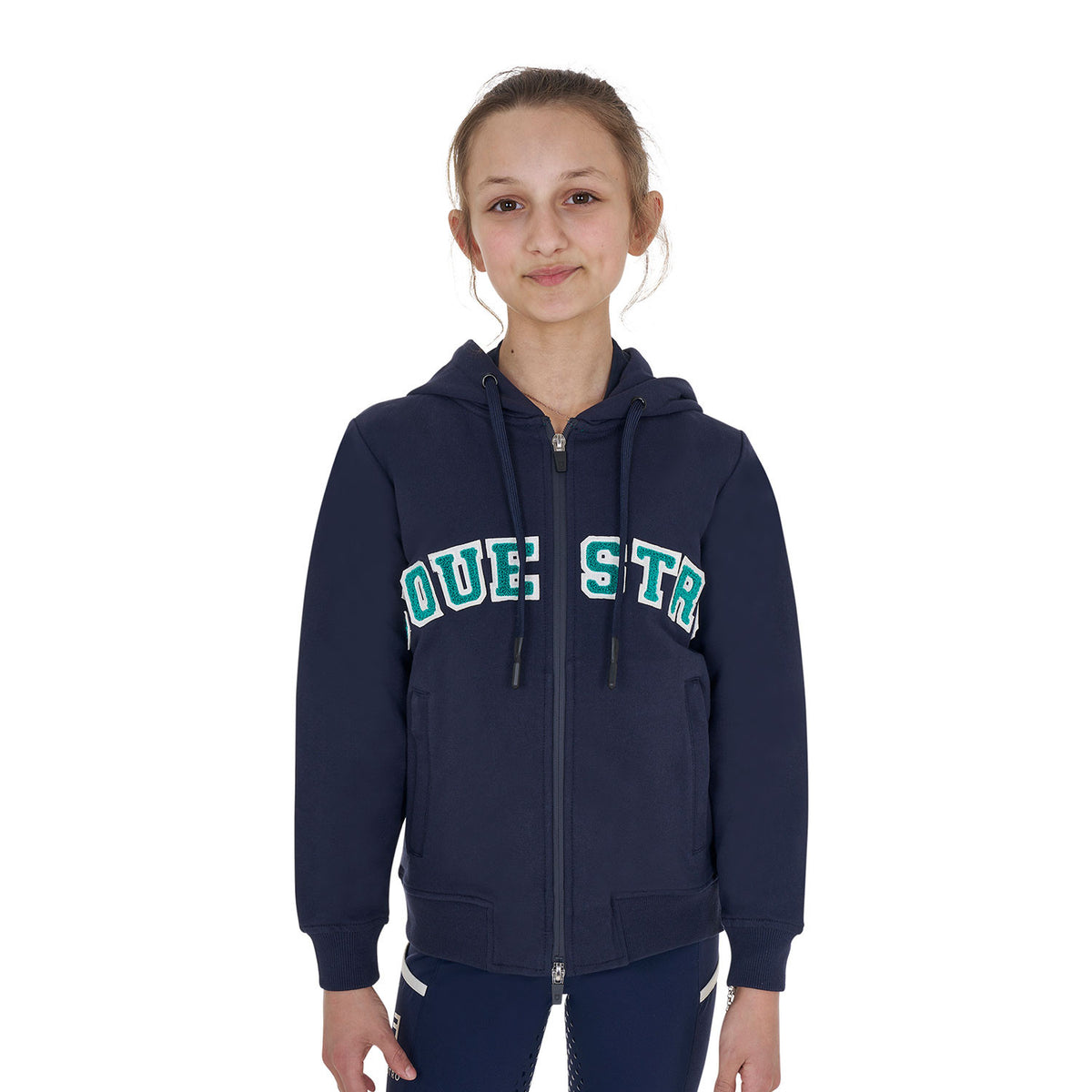 Equestro Kids' hoodie with zip and sponge lettering