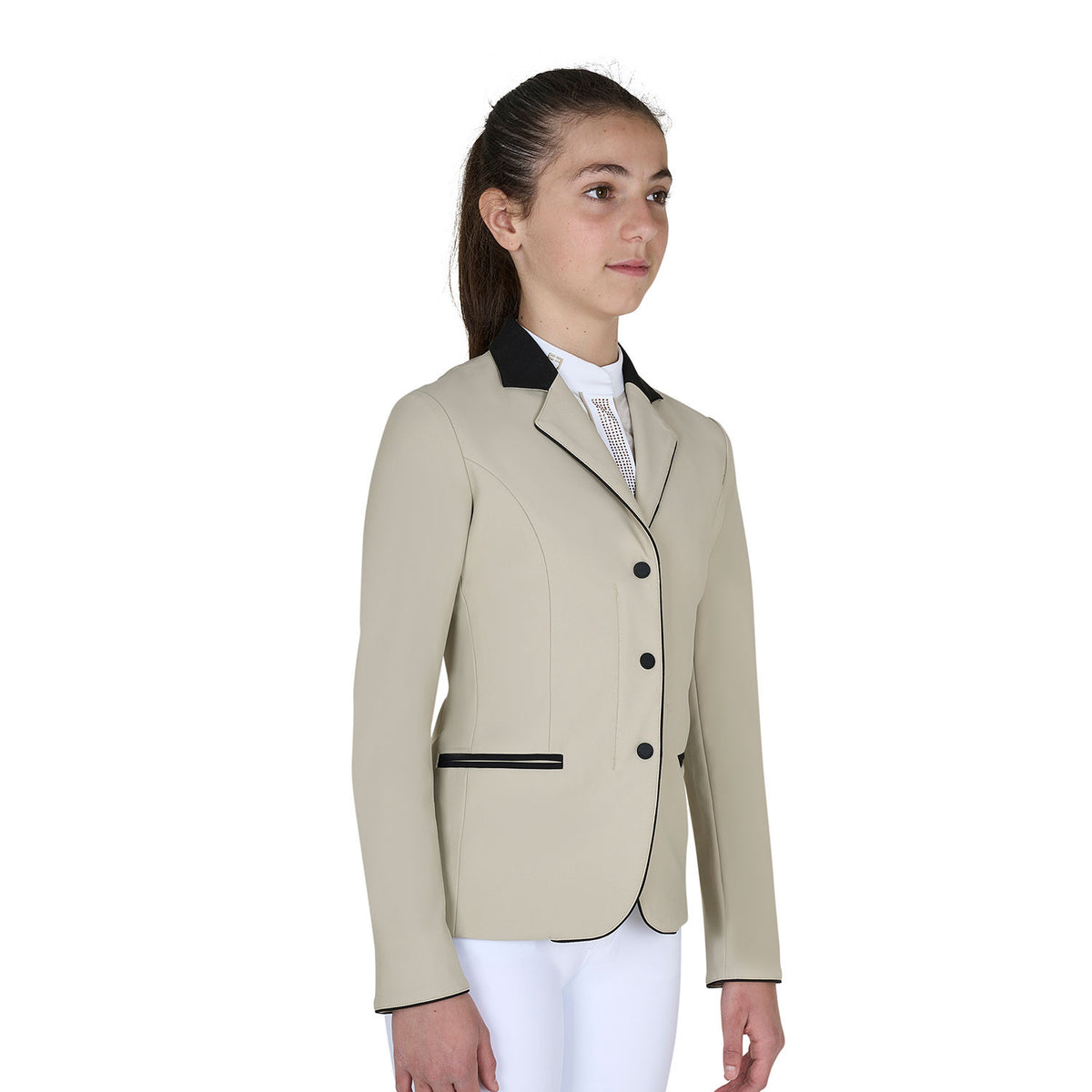 Equestro Kids' unisex competition jacket with zip and buttons
