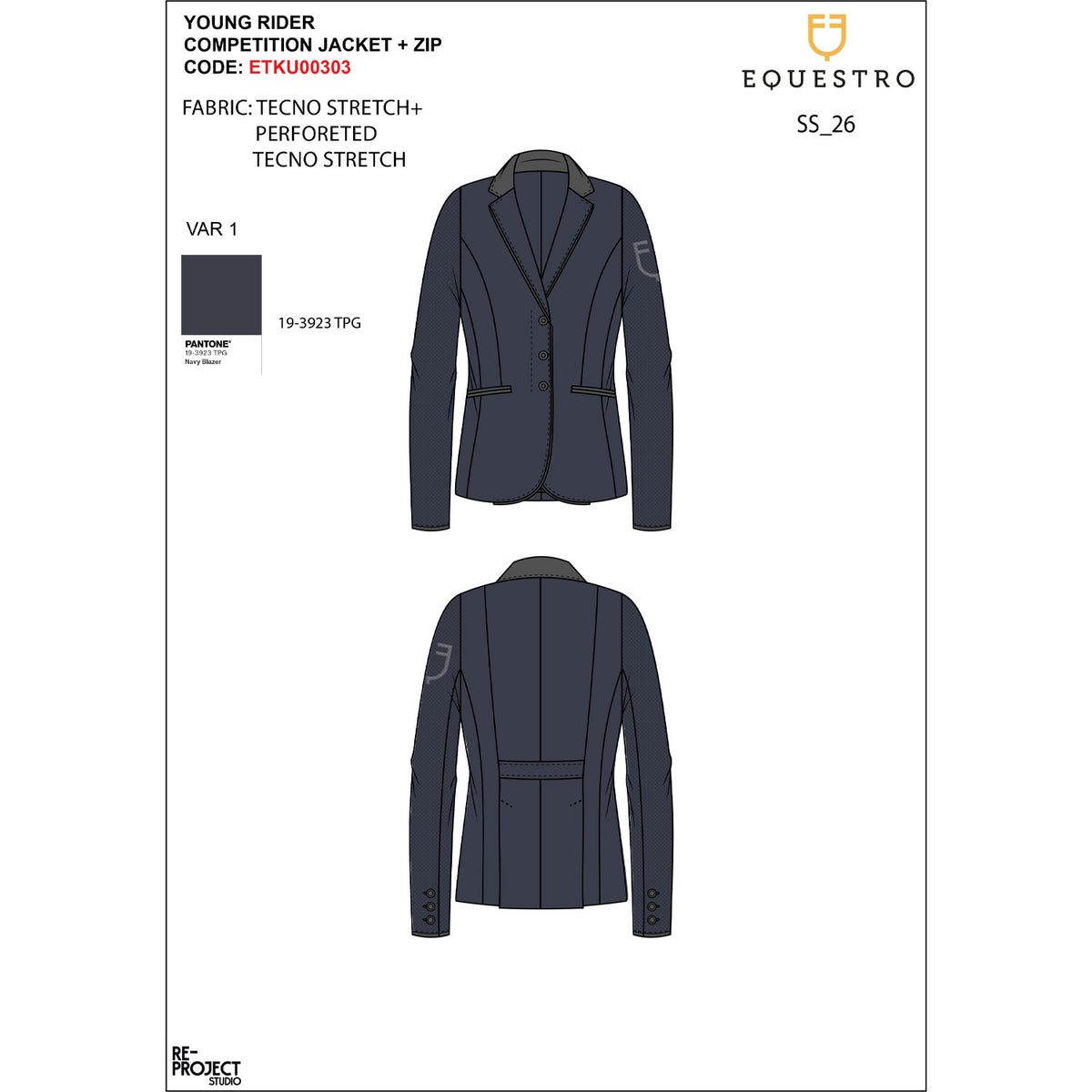 Equestro Kids' unisex competition jacket with zip and buttons