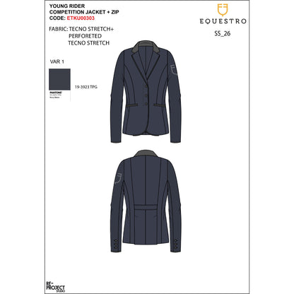 Equestro Kids' unisex competition jacket with zip and buttons