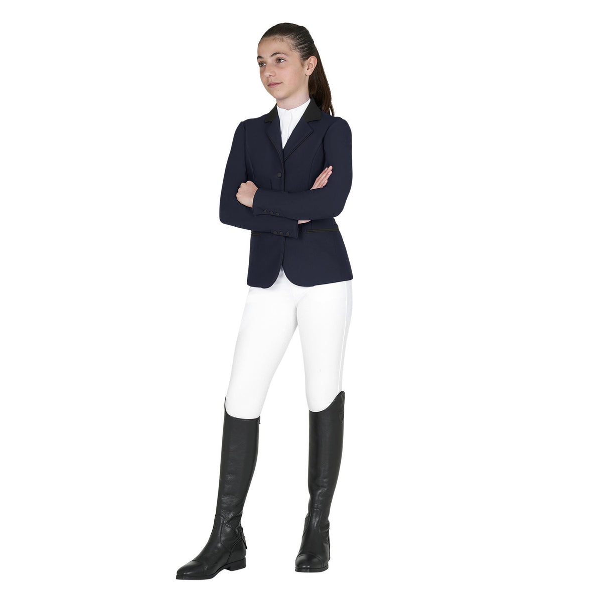 Equestro Kids' unisex competition jacket with zip and buttons