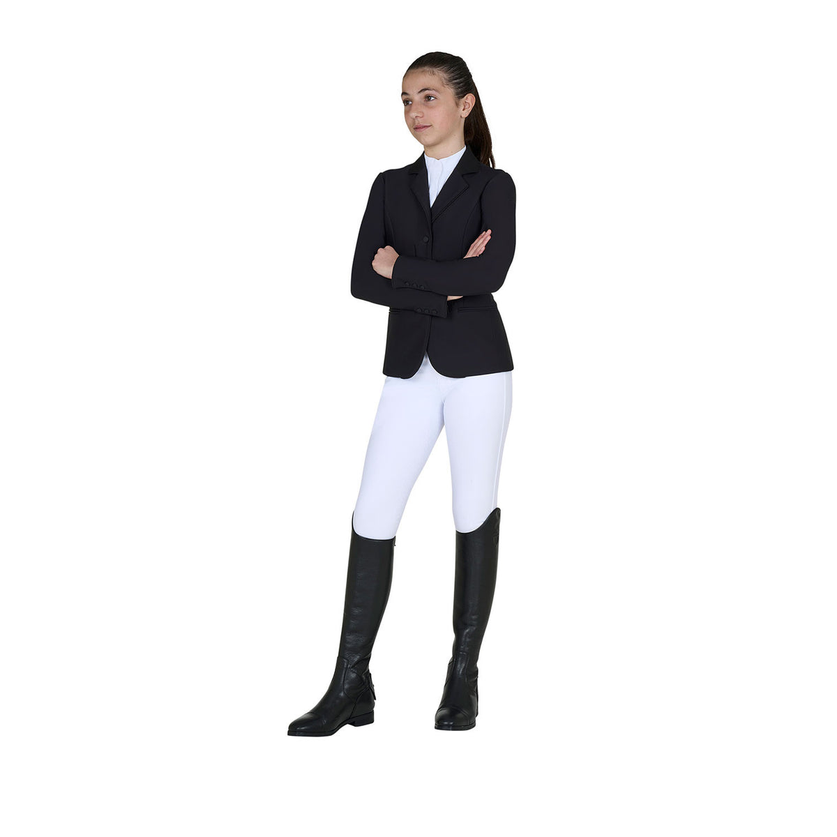 Equestro Kids' unisex competition jacket with zip and buttons