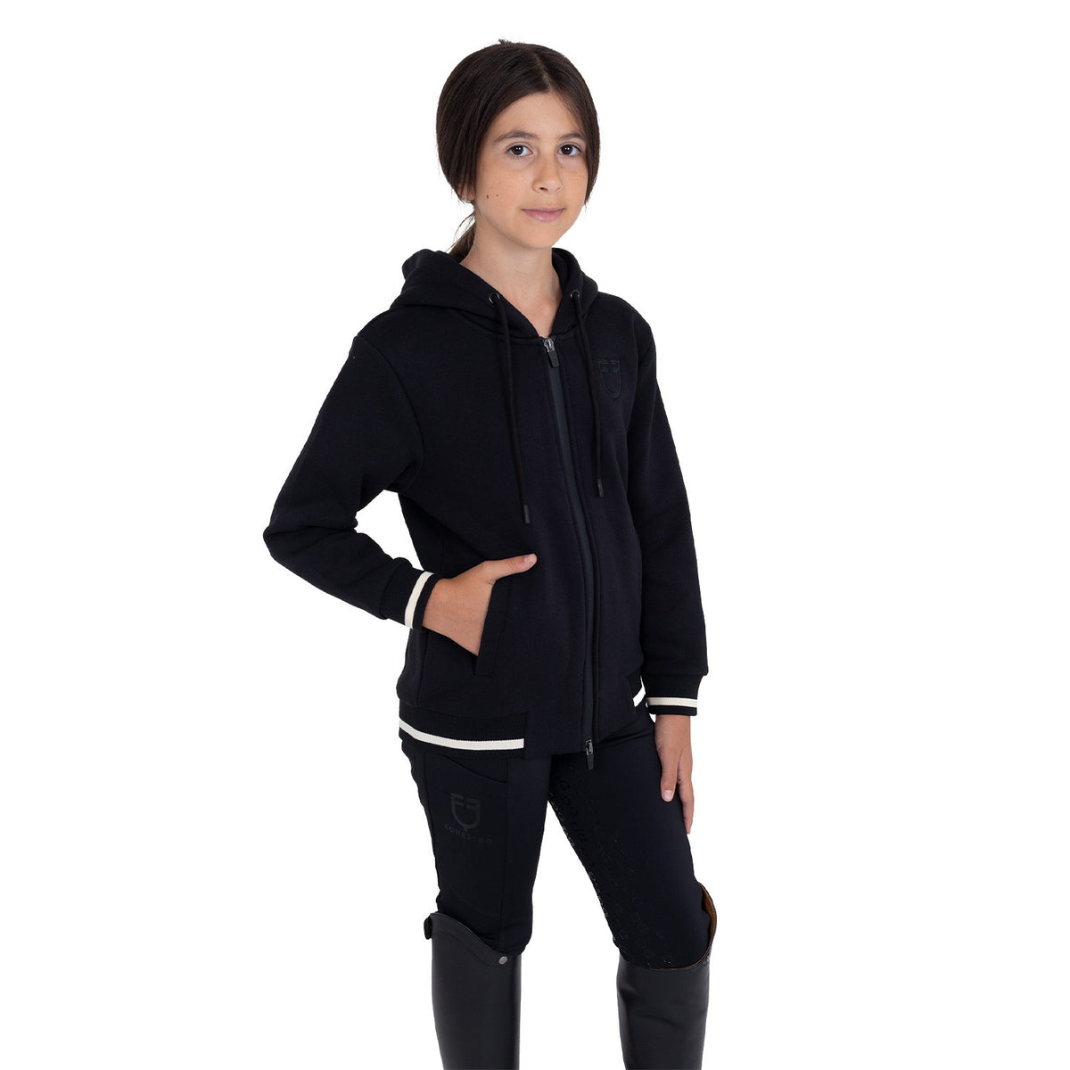 Equestro Kids' unisex hoodie with front zip