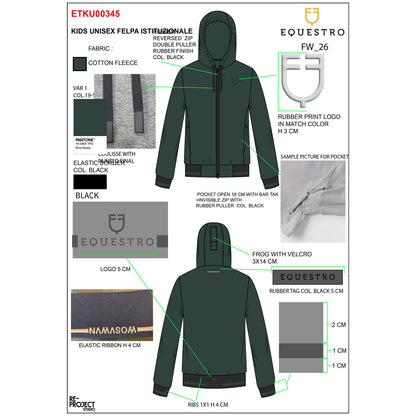 Equestro Kids' unisex hoodie with front zip