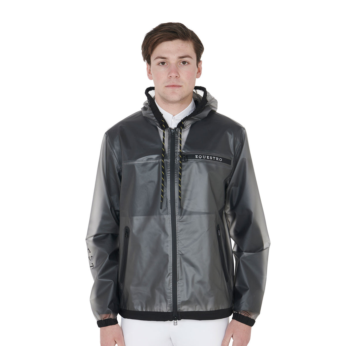 Equestro Men's transparent technical raincoat