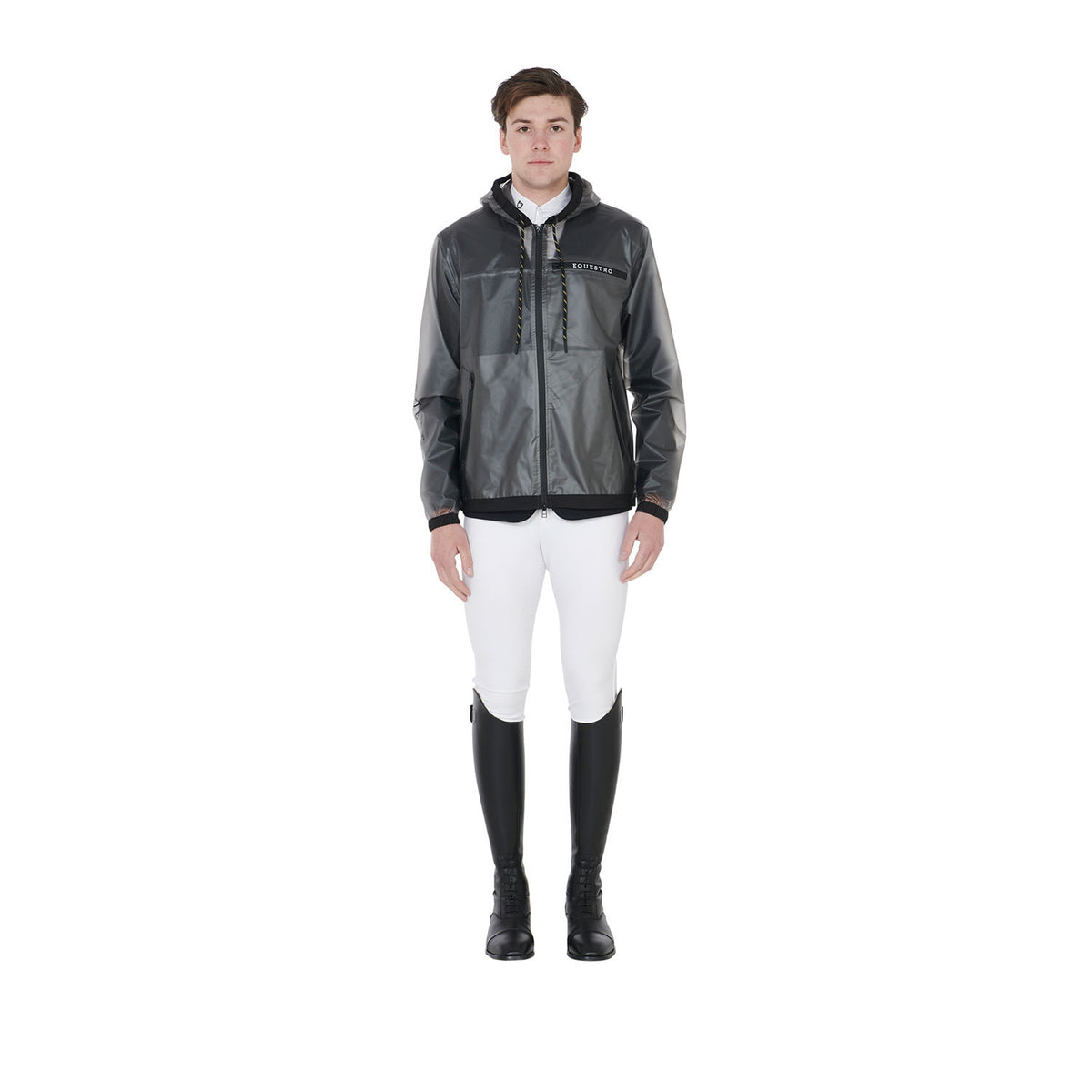 Equestro Men's transparent technical raincoat