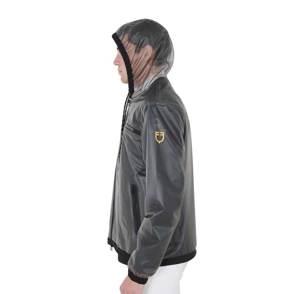 Equestro Men's transparent technical raincoat