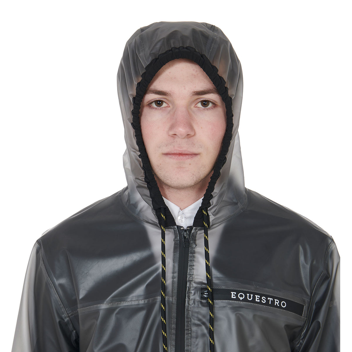 Equestro Men's transparent technical raincoat