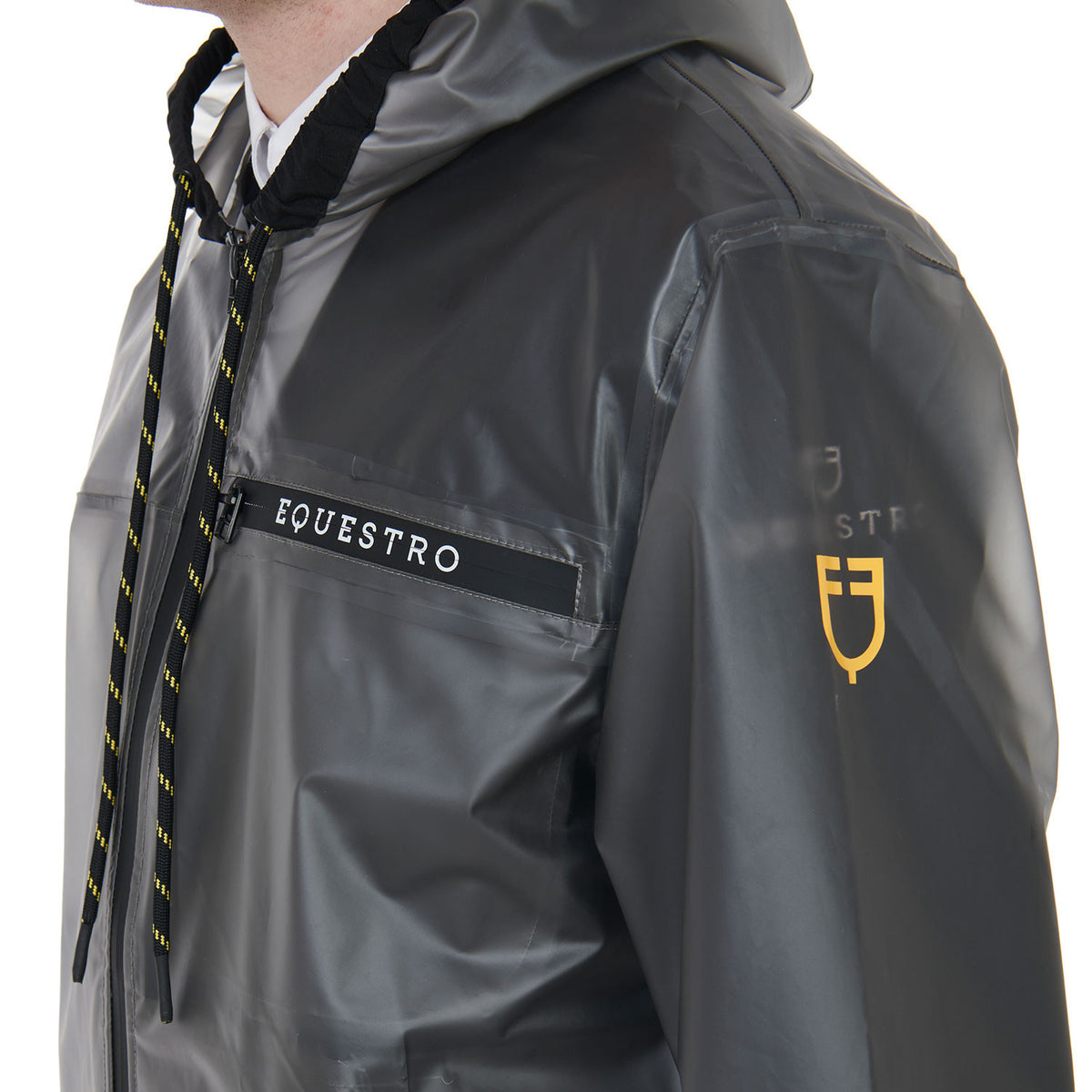 Equestro Men's transparent technical raincoat