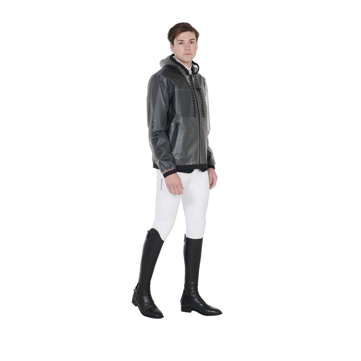 Equestro Men's transparent technical raincoat