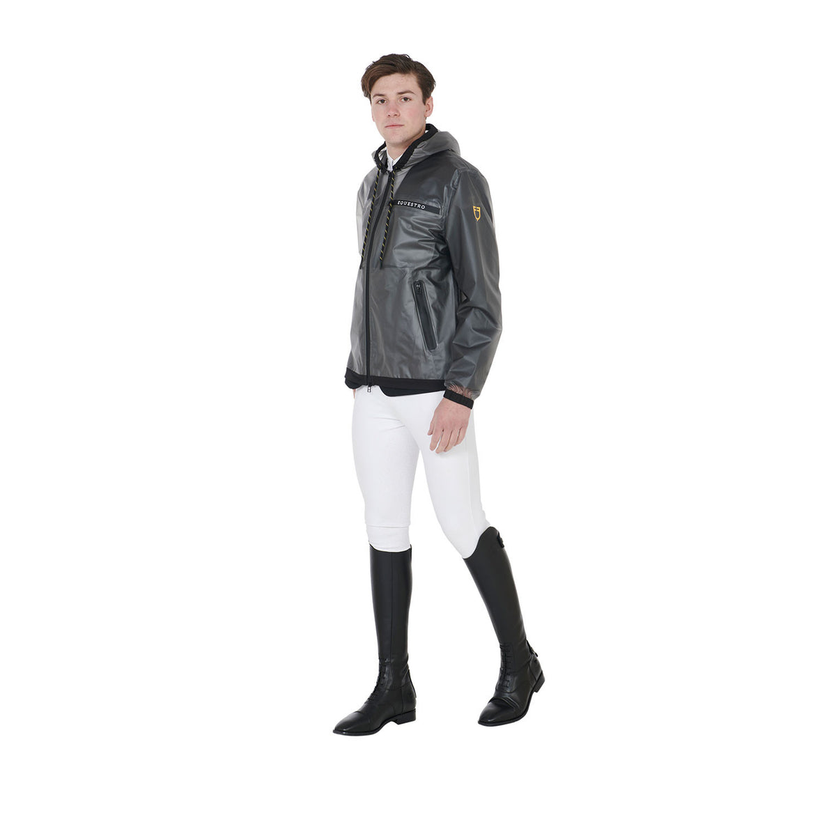 Equestro Men's transparent technical raincoat