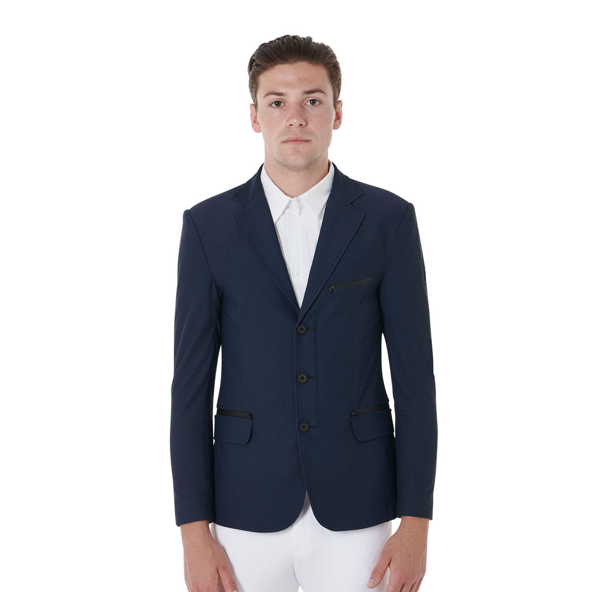 Equestro Men's competition jacket three buttons perforated fabric