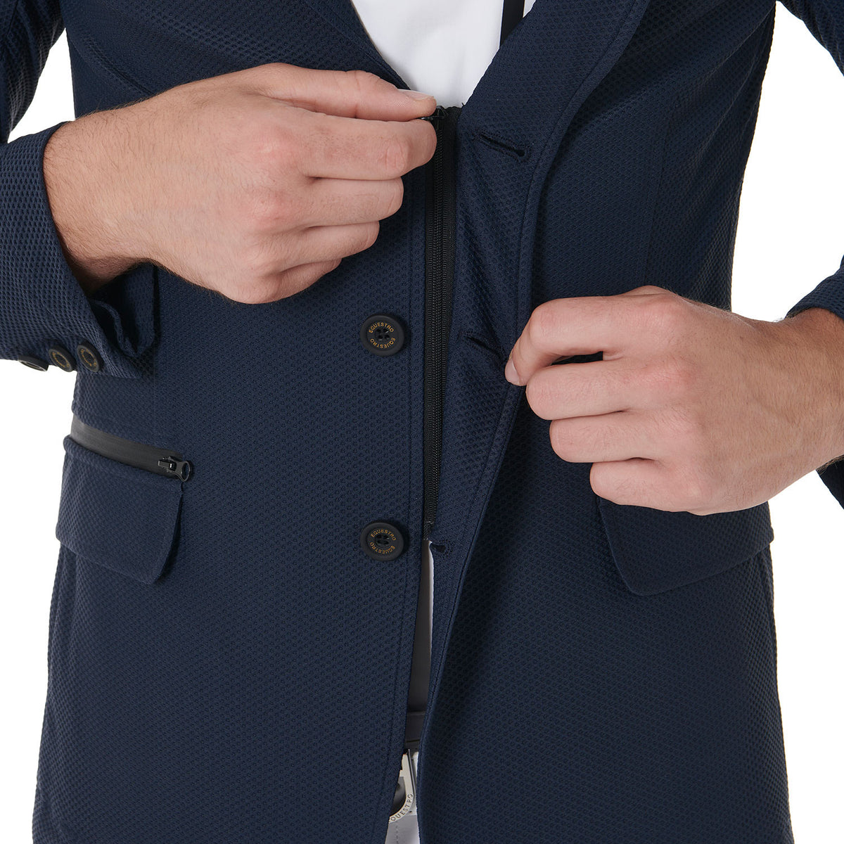 Equestro Men's competition jacket three buttons perforated fabric