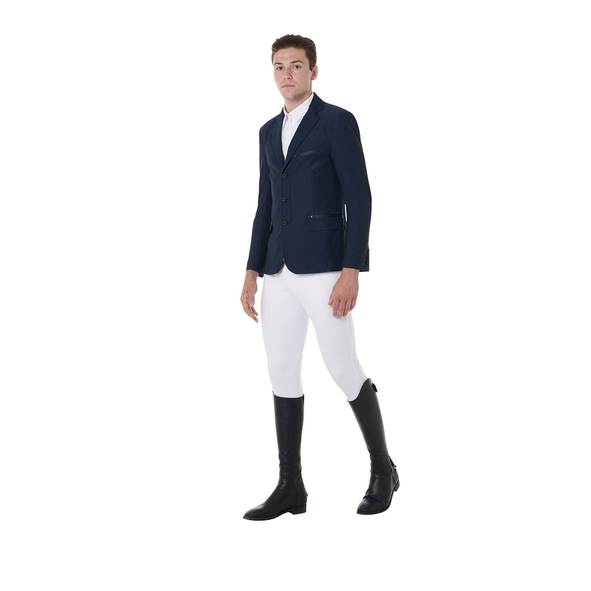 Equestro Men's competition jacket three buttons perforated fabric