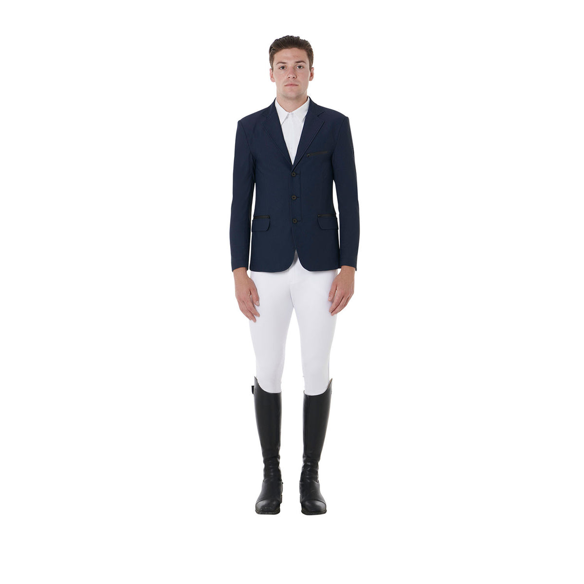 Equestro Men's competition jacket three buttons perforated fabric