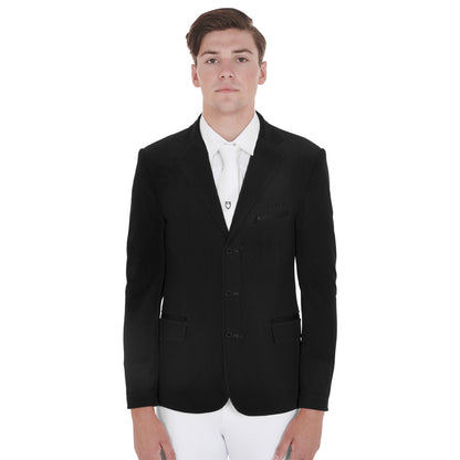 Equestro Men's competition jacket three buttons perforated fabric