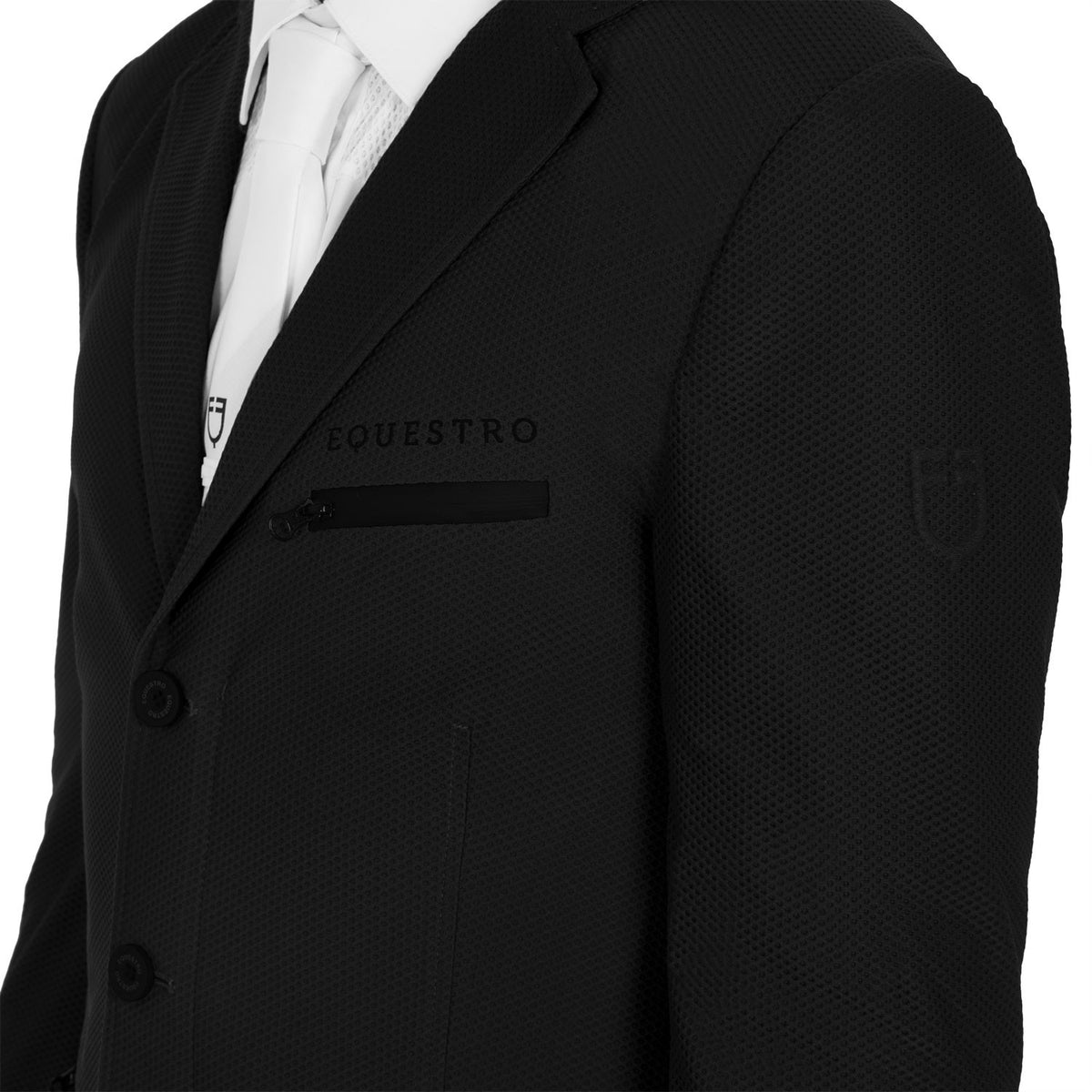 Equestro Men's competition jacket three buttons perforated fabric