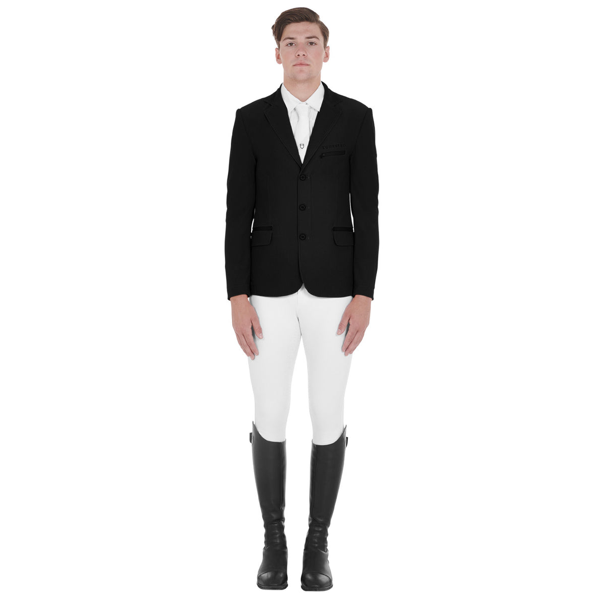 Equestro Men's competition jacket three buttons perforated fabric