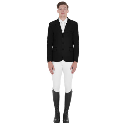 Equestro Men's competition jacket three buttons perforated fabric