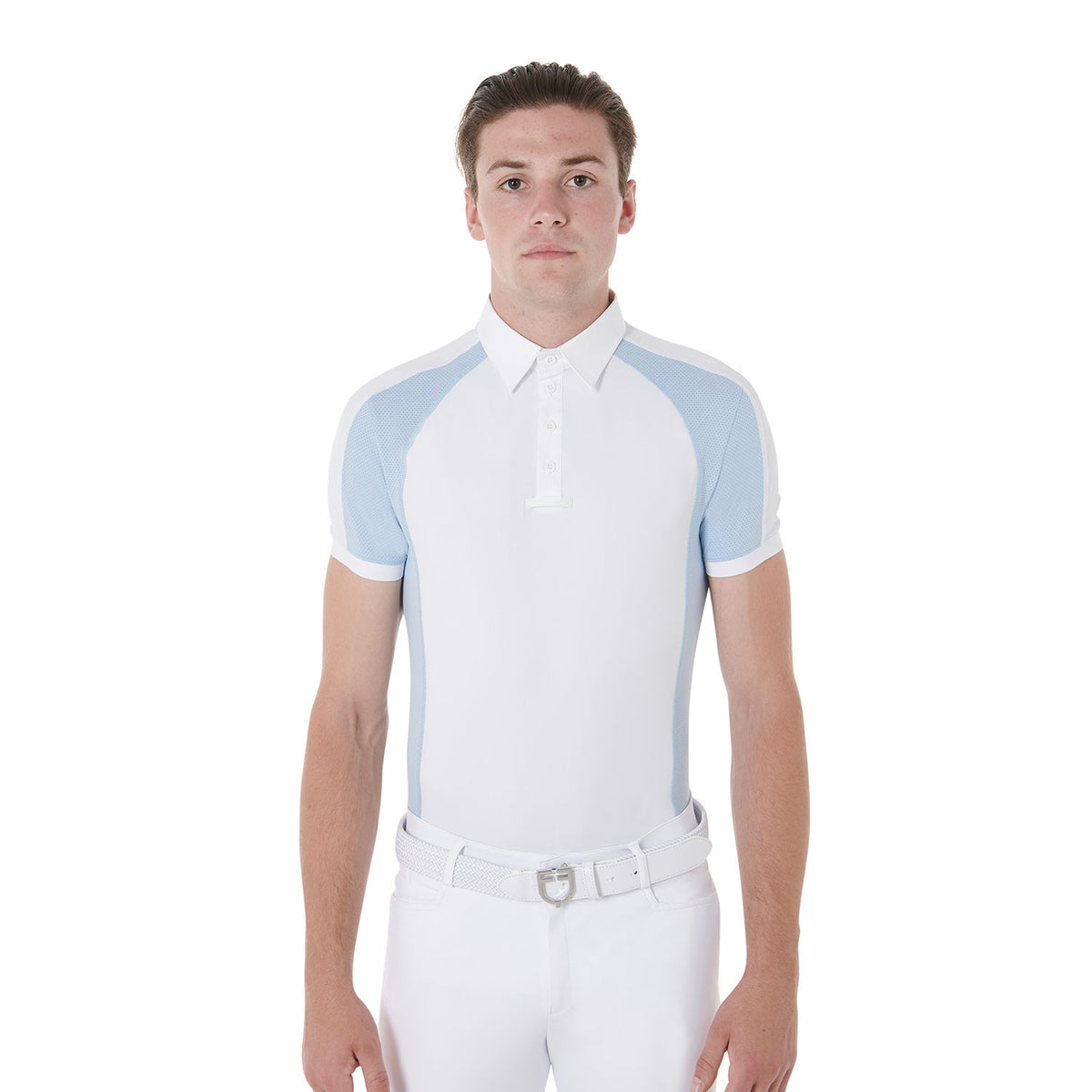 Equestro Men's slim fit competition polo shirt four buttons