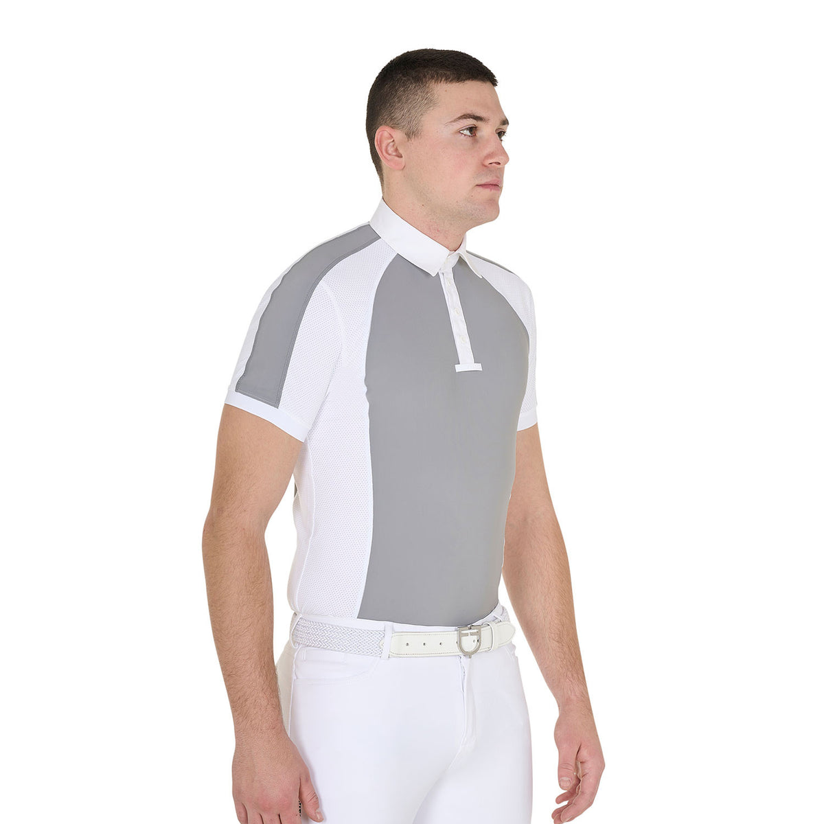 Equestro Men's slim fit competition polo shirt four buttons