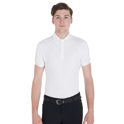 Equestro Men's slim fit competition polo shirt four buttons