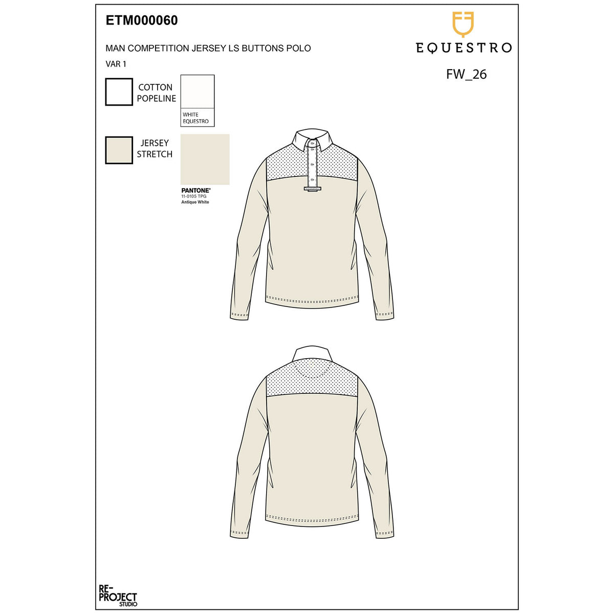 Equestro Men's long-sleeved competition polo shirt
