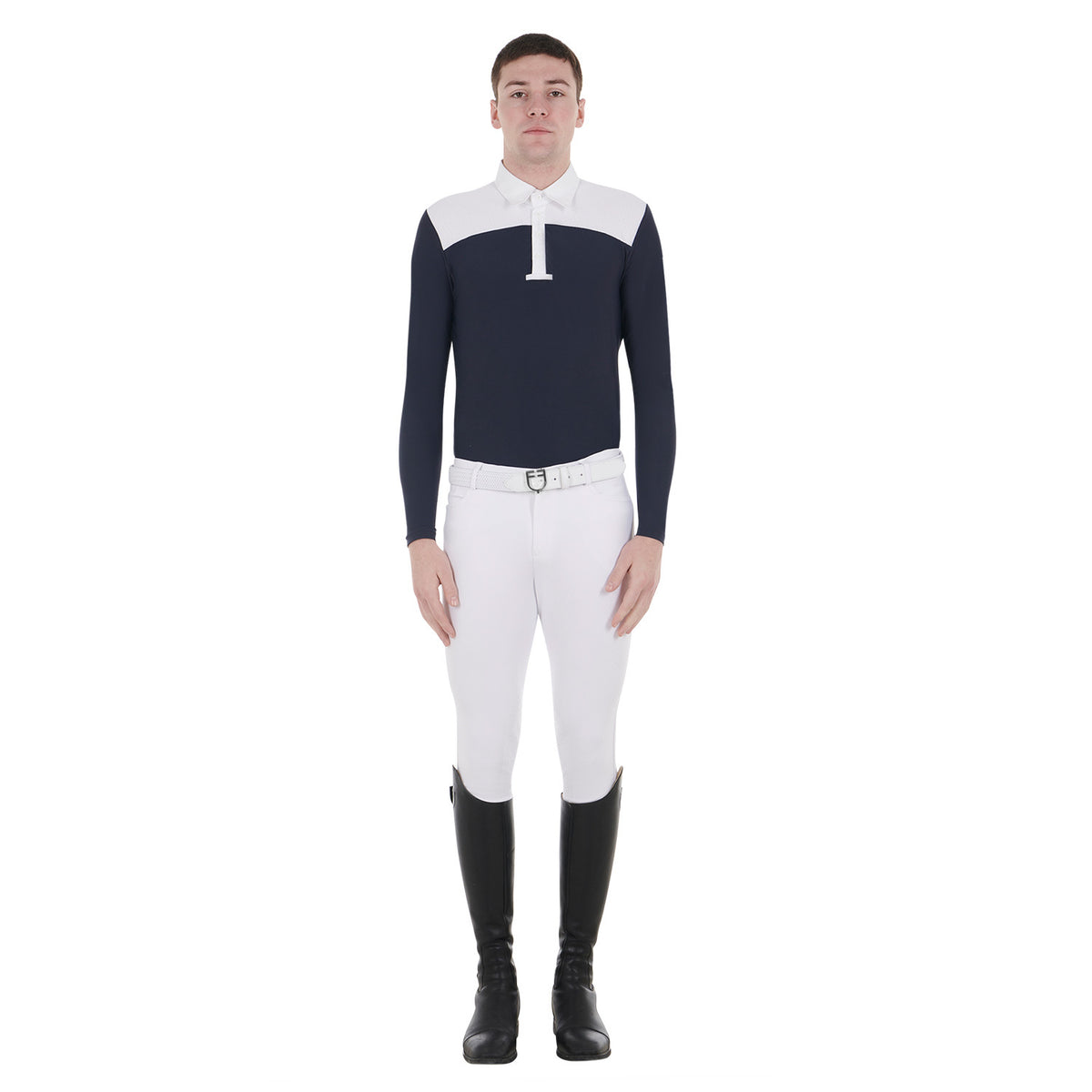 Equestro Men's long-sleeved competition polo shirt