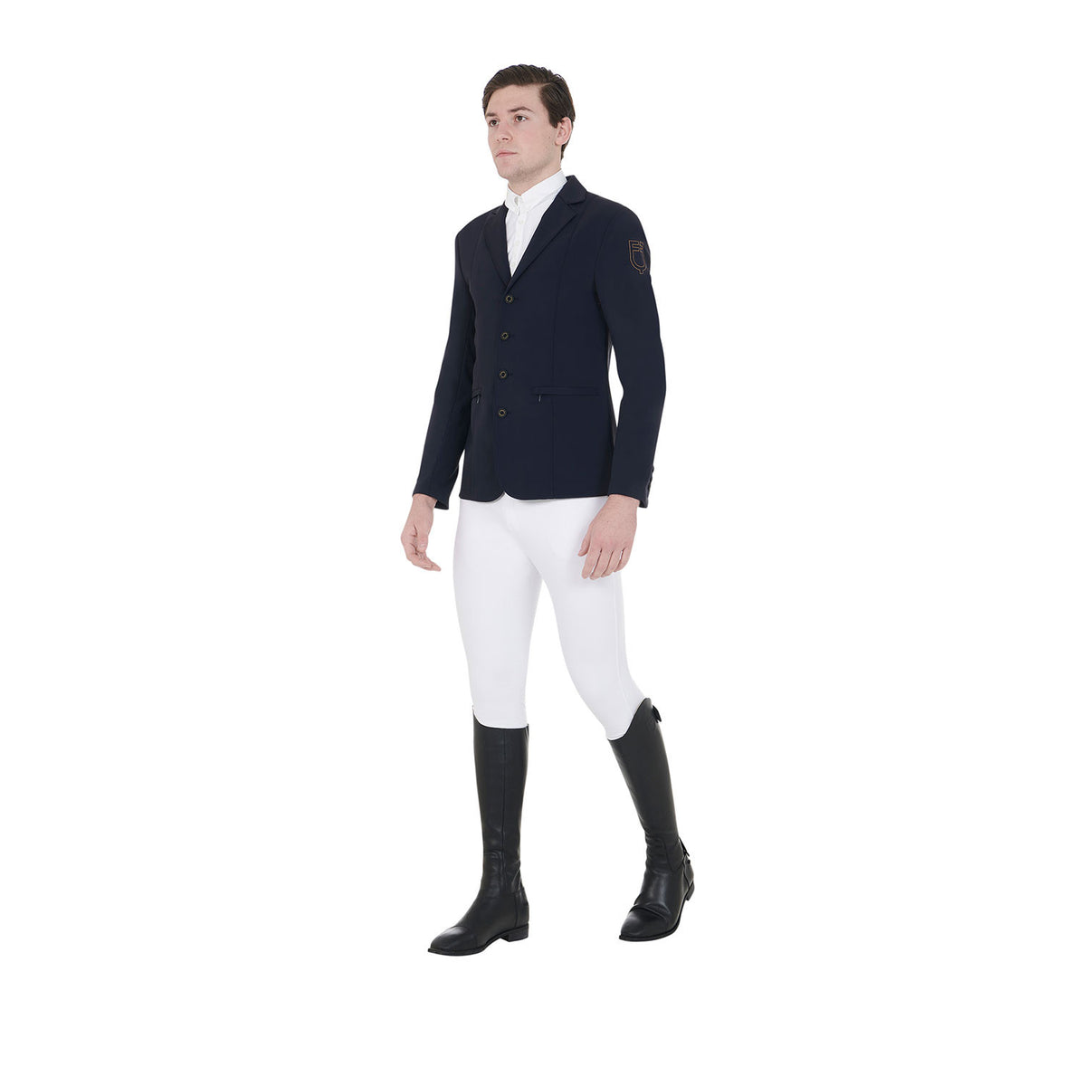 Equestro Men's competition jacket with contrasting embroidered logo