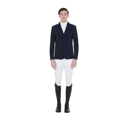 Equestro Men's competition jacket with contrasting embroidered logo