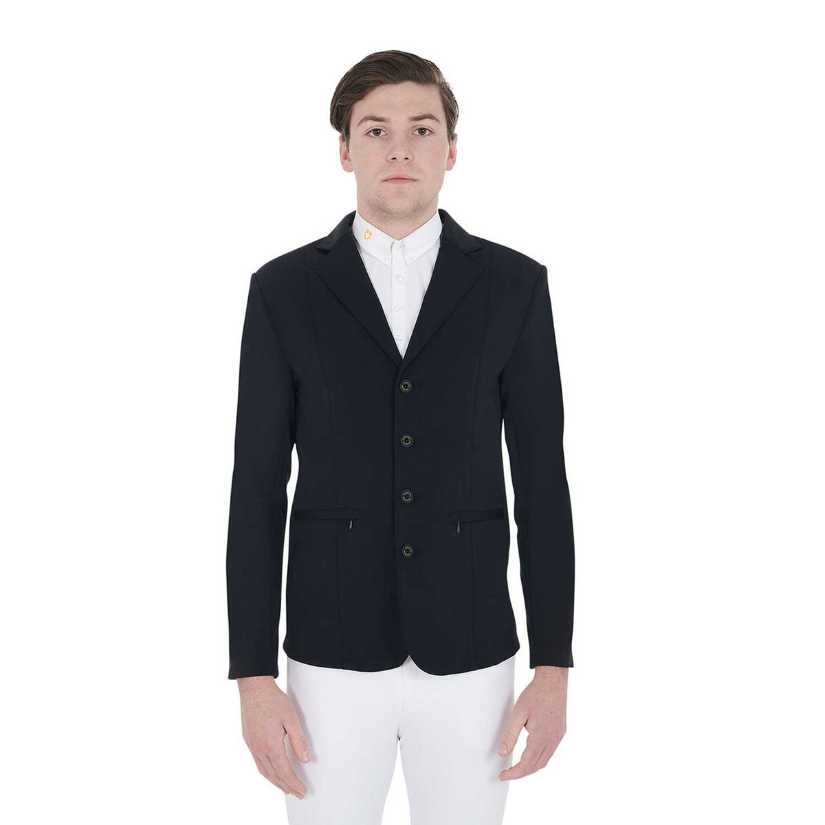 Equestro Men's competition jacket with contrasting embroidered logo