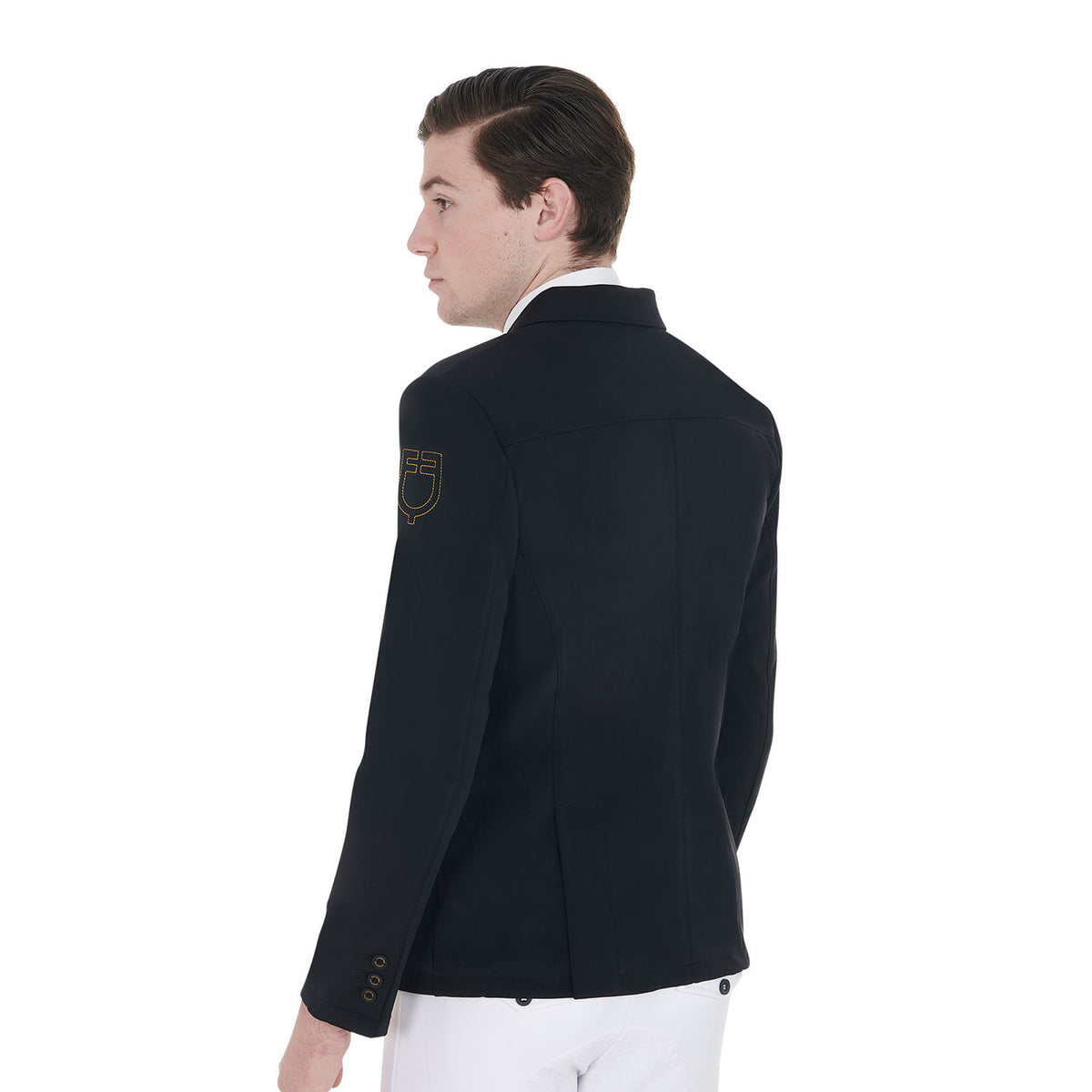 Equestro Men's competition jacket with contrasting embroidered logo