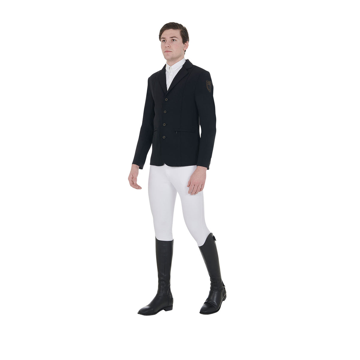 Equestro Men's competition jacket with contrasting embroidered logo
