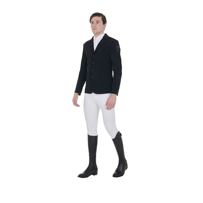 Equestro Men's competition jacket with contrasting embroidered logo