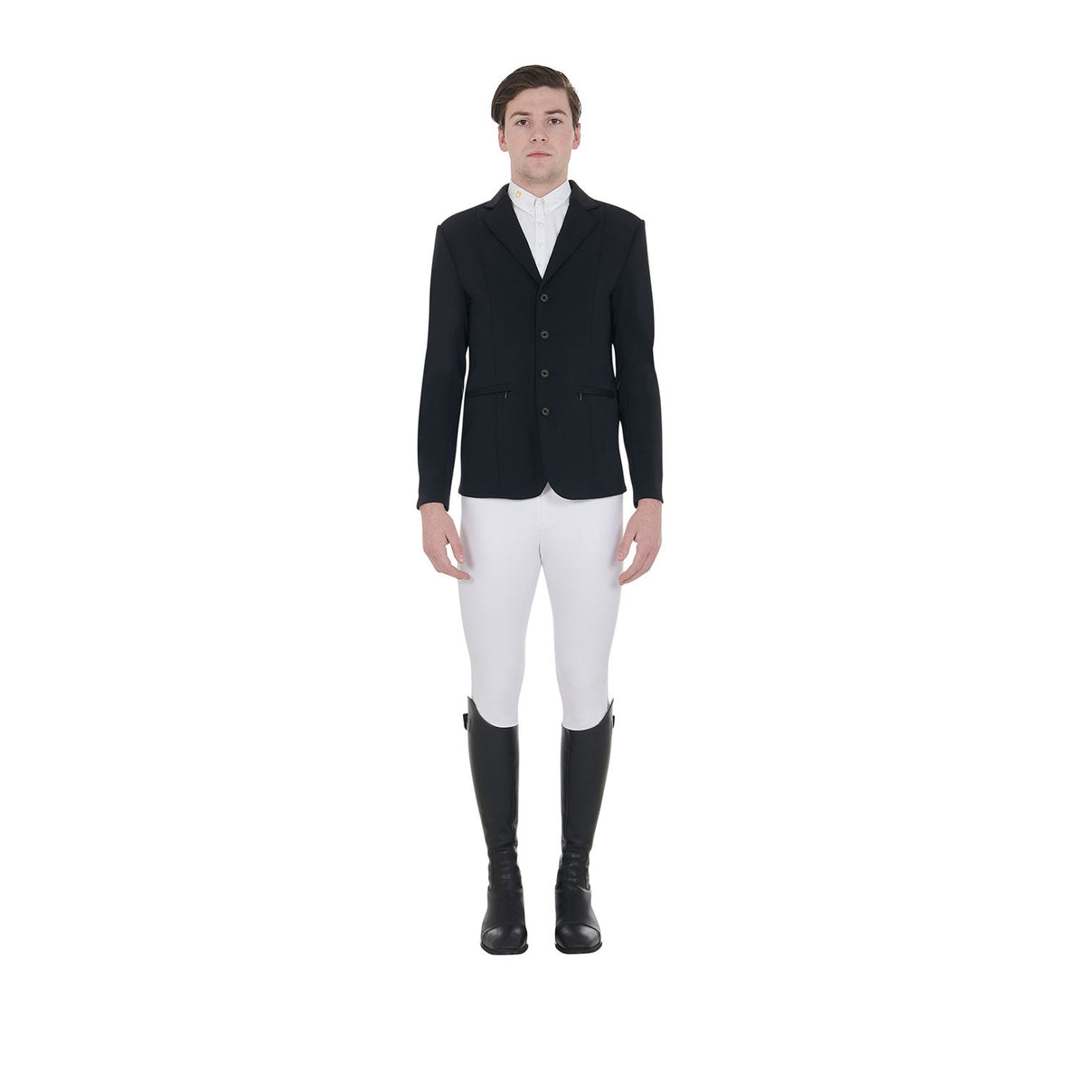 Equestro Men's competition jacket with contrasting embroidered logo