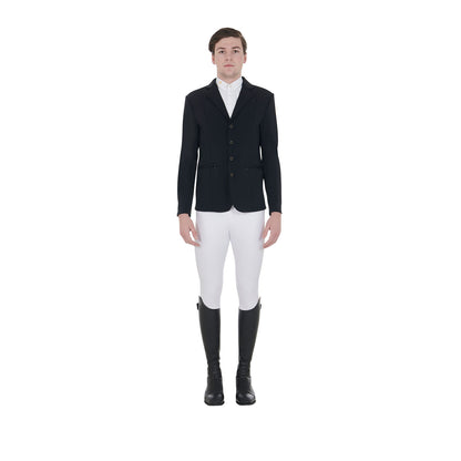 Equestro Men's competition jacket with contrasting embroidered logo