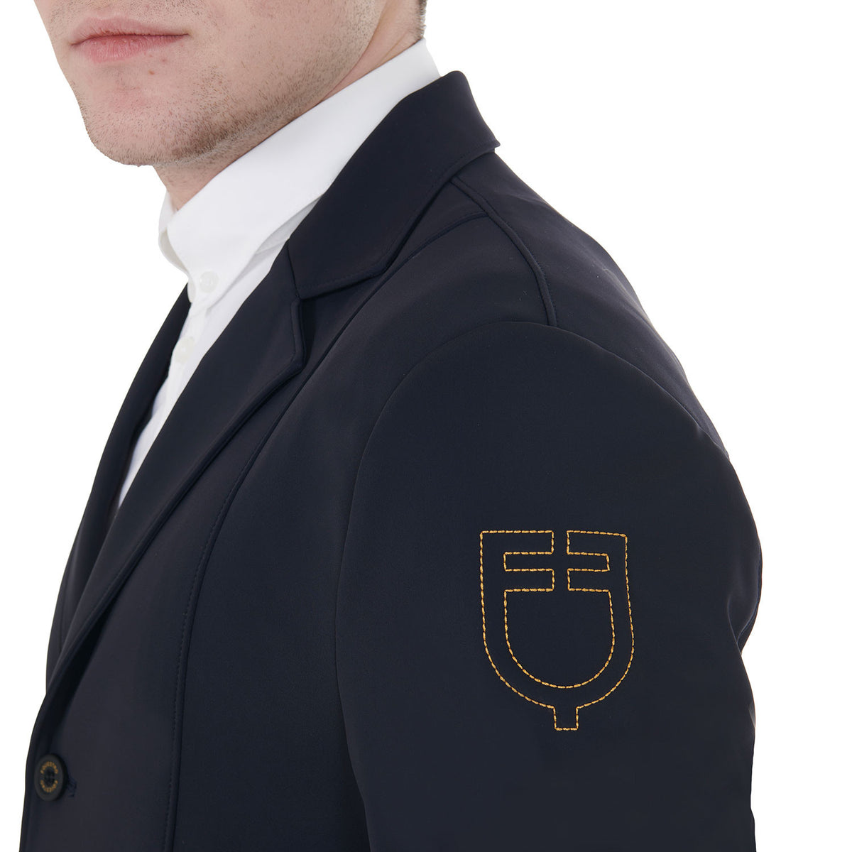 Equestro Men's competition jacket with contrasting embroidered logo