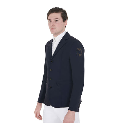 Equestro Men's competition jacket with contrasting embroidered logo