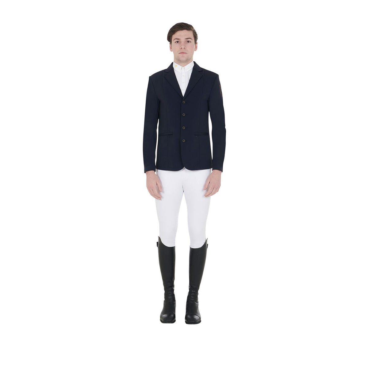 Equestro Men's competition jacket with contrasting embroidered logo