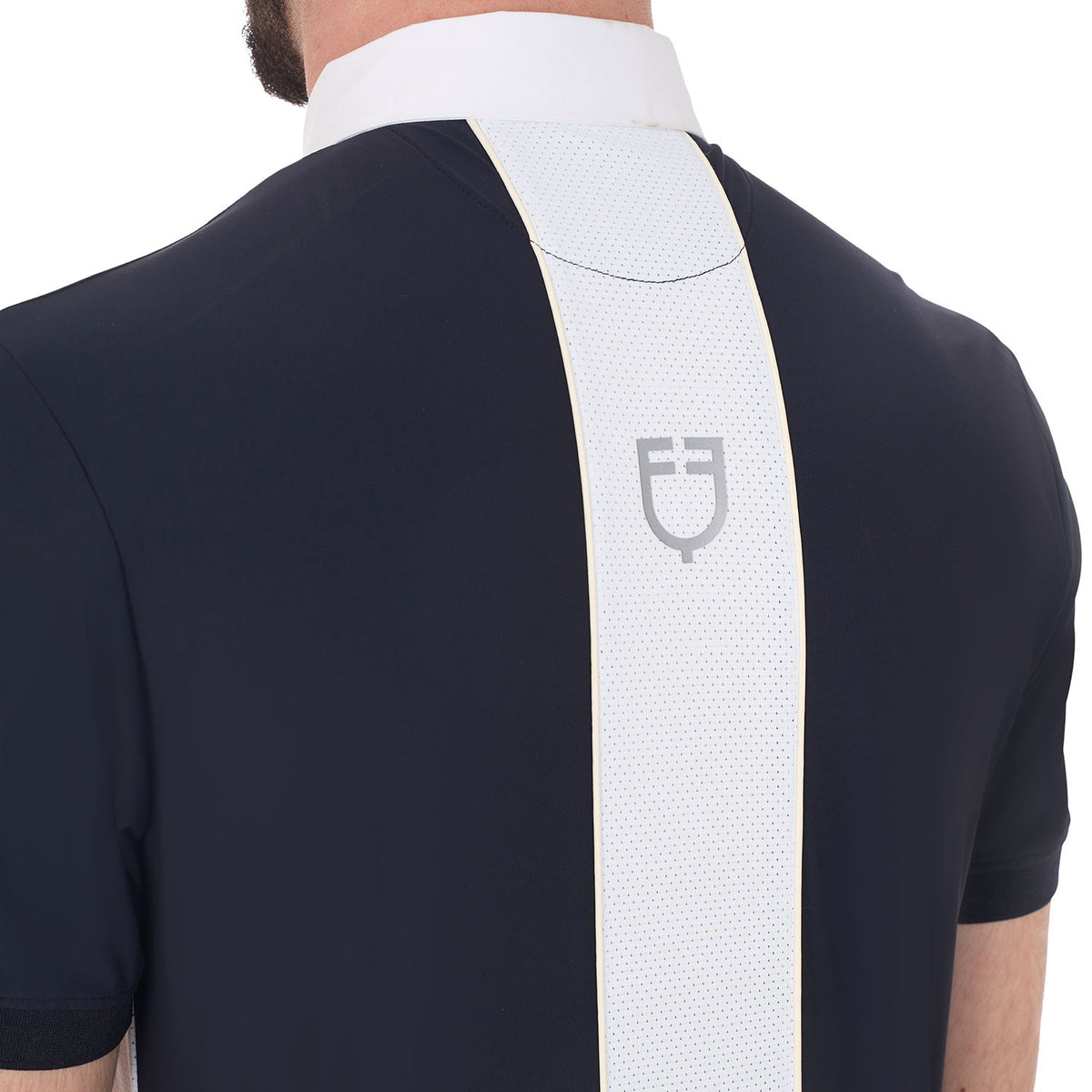Equestro Men's slim fit polo shirt in technical fabric with piping