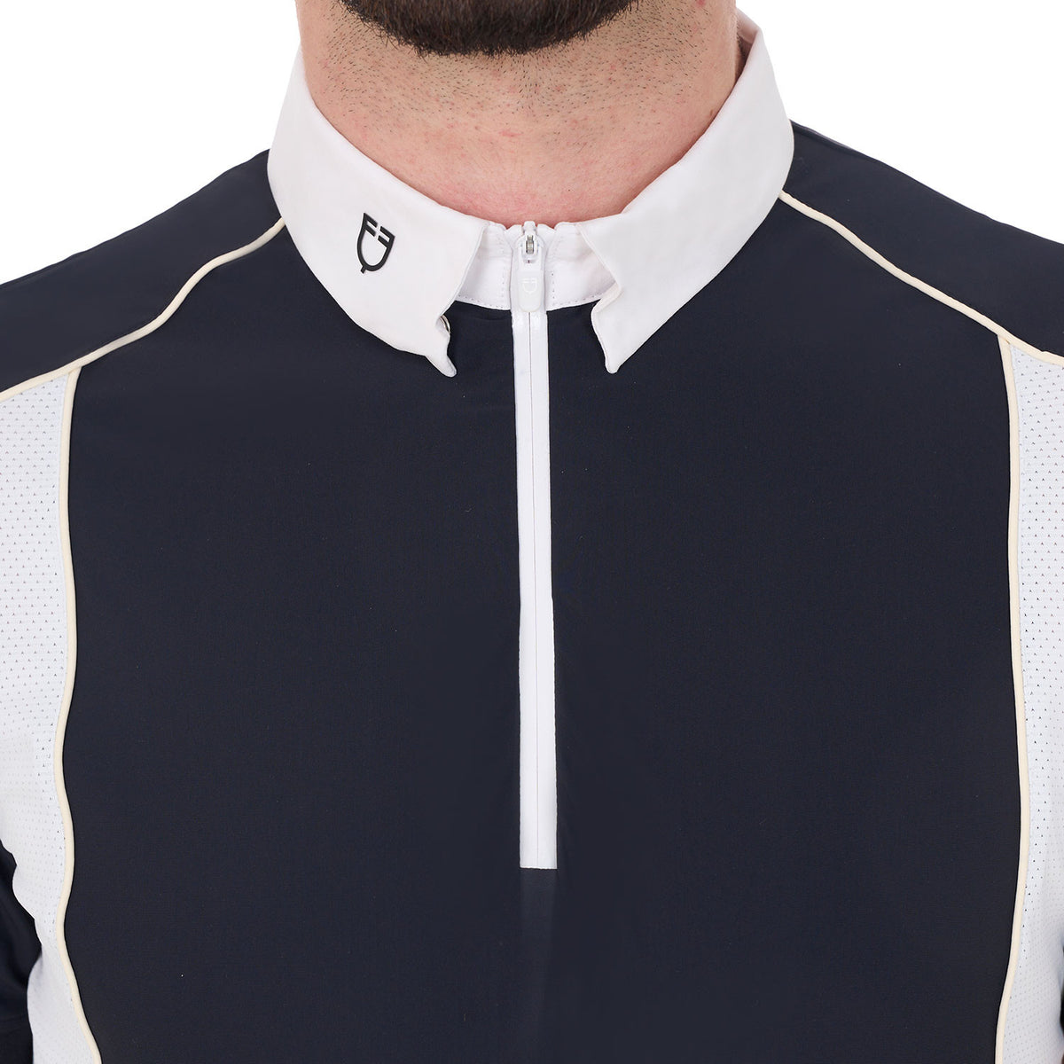 Equestro Men's slim fit polo shirt in technical fabric with piping