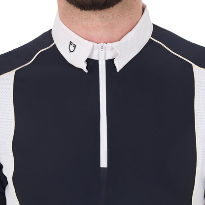 Equestro Men's slim fit polo shirt in technical fabric with piping