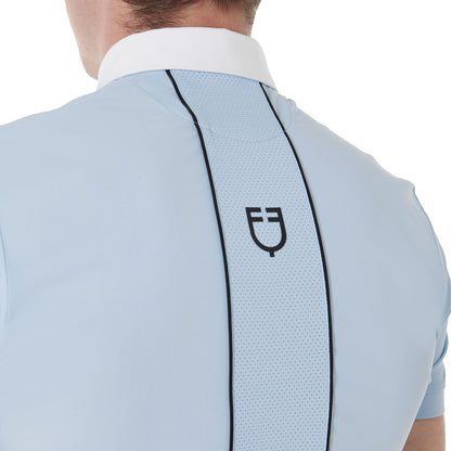 Equestro Men's slim fit polo shirt in technical fabric with piping