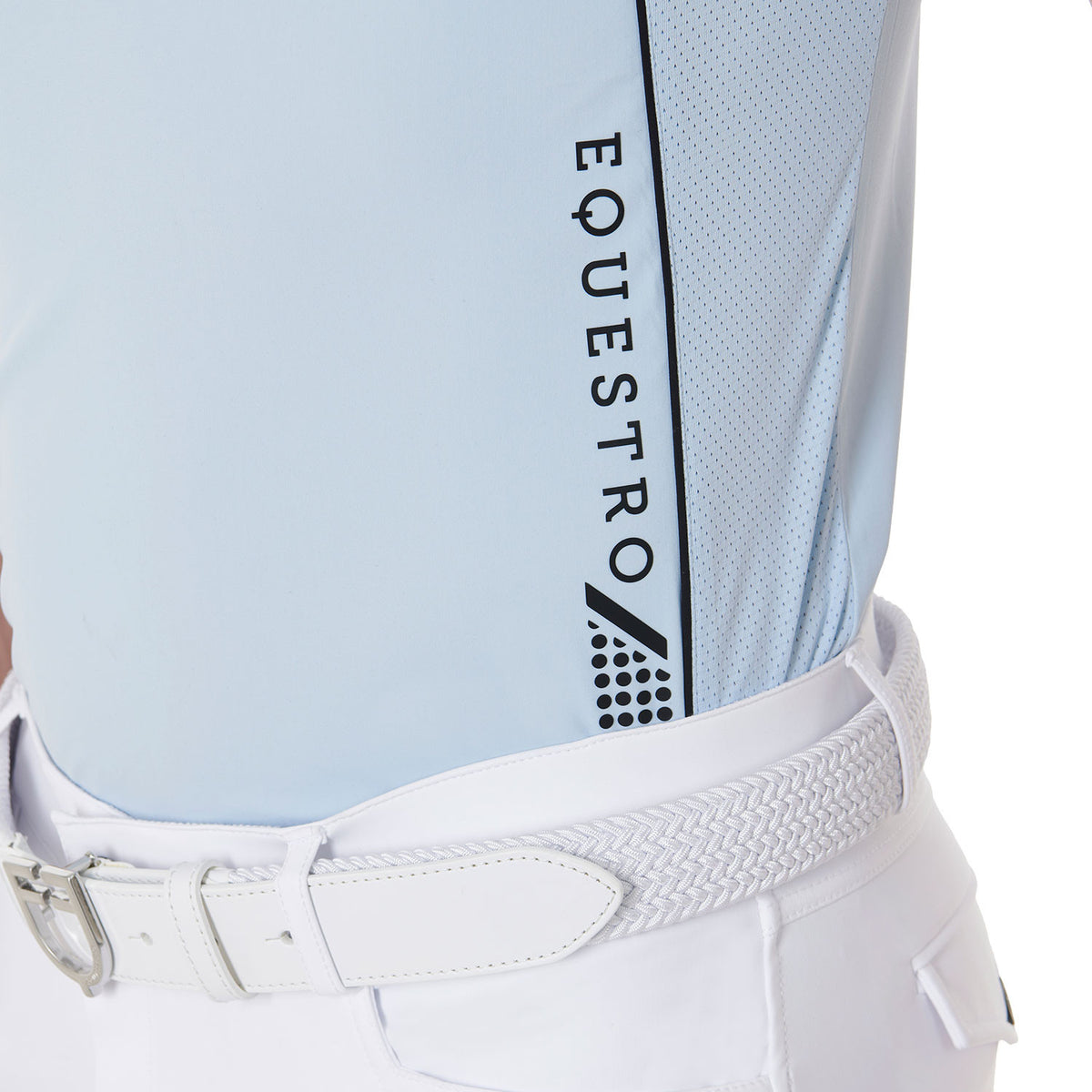 Equestro Men's slim fit polo shirt in technical fabric with piping