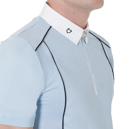 Equestro Men's slim fit polo shirt in technical fabric with piping