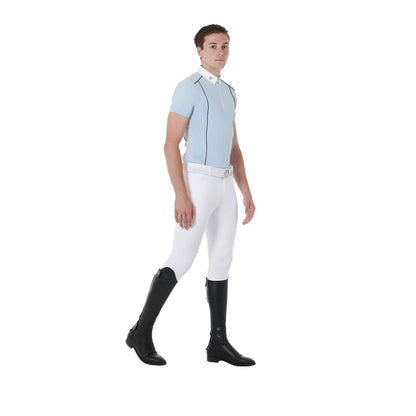 Equestro Men's slim fit polo shirt in technical fabric with piping