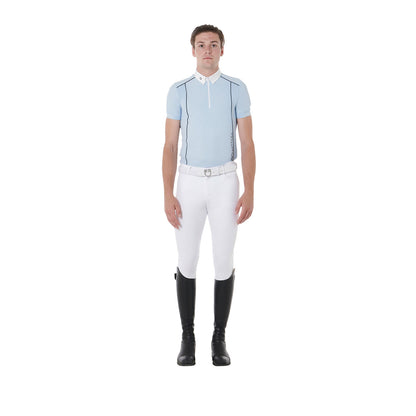 Equestro Men's slim fit polo shirt in technical fabric with piping