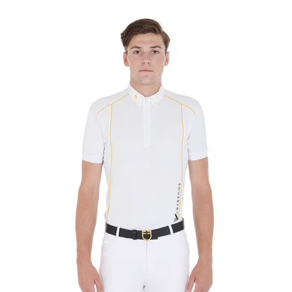 Equestro Men's slim fit polo shirt in technical fabric with piping